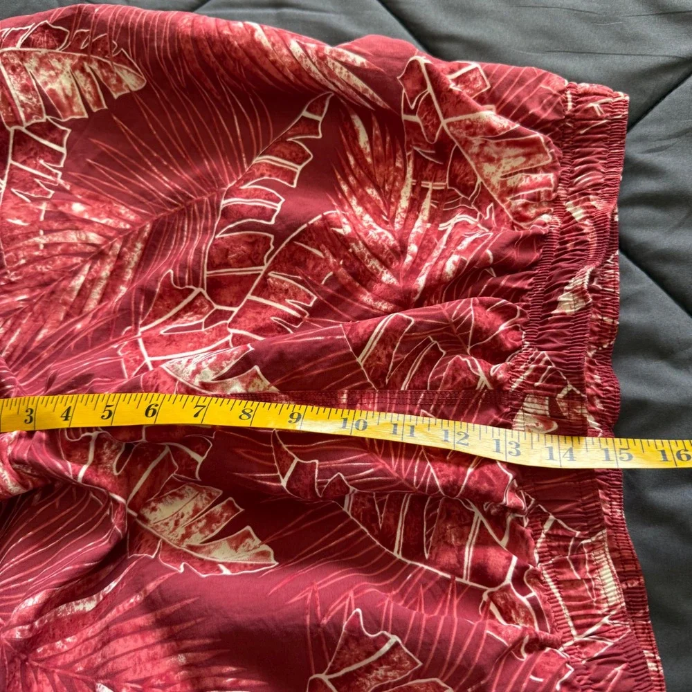Tommy Bahama Swim Trunks Mens XL Red Tropical‎ Palm Leaf Excellent Quick Dry 5in